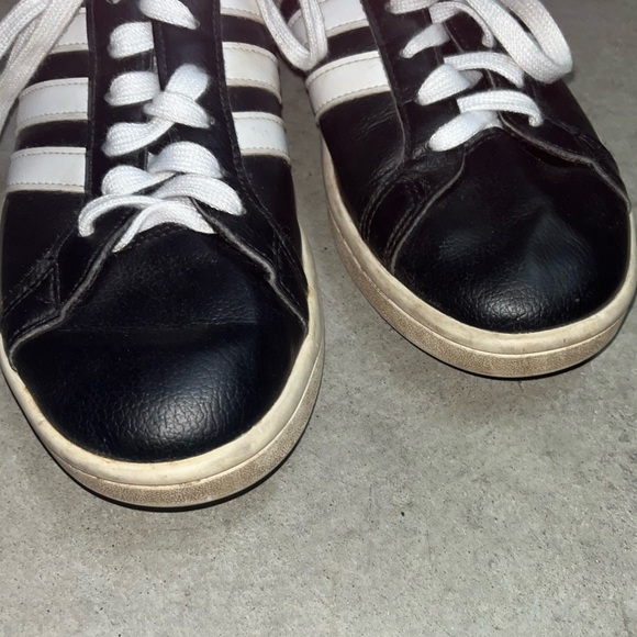 Adidas Cloudfoam Black Leather Sneakers 🌵8 1/2 - Picture 3 of 12